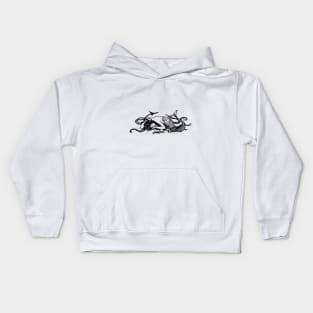 Mermaid line drawing Kids Hoodie